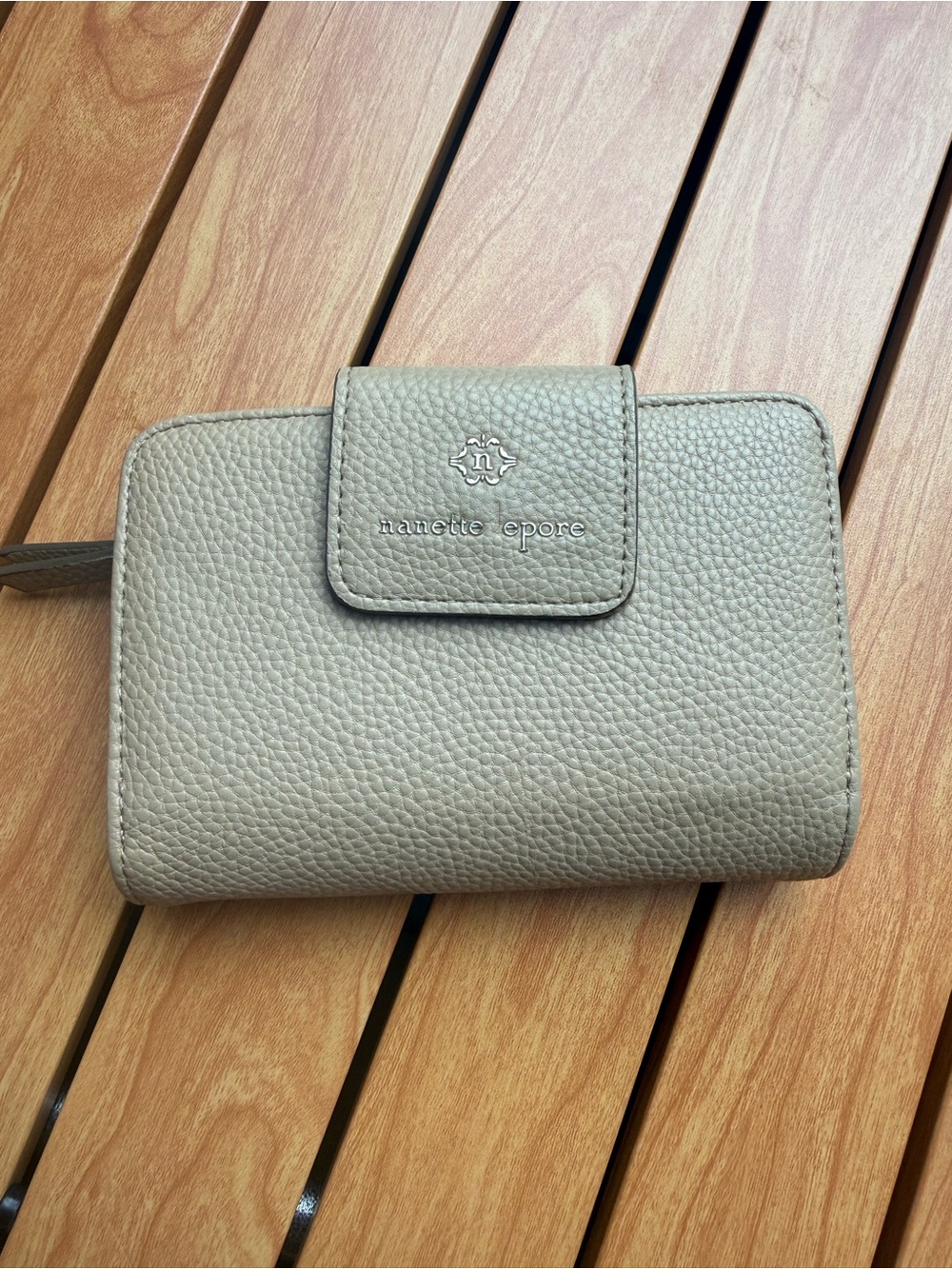 Nanette Lepore Pebbled Taupe Wristlet Wallet
